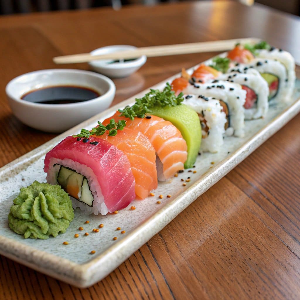 What is the difference between rainbow roll and California roll sushi?