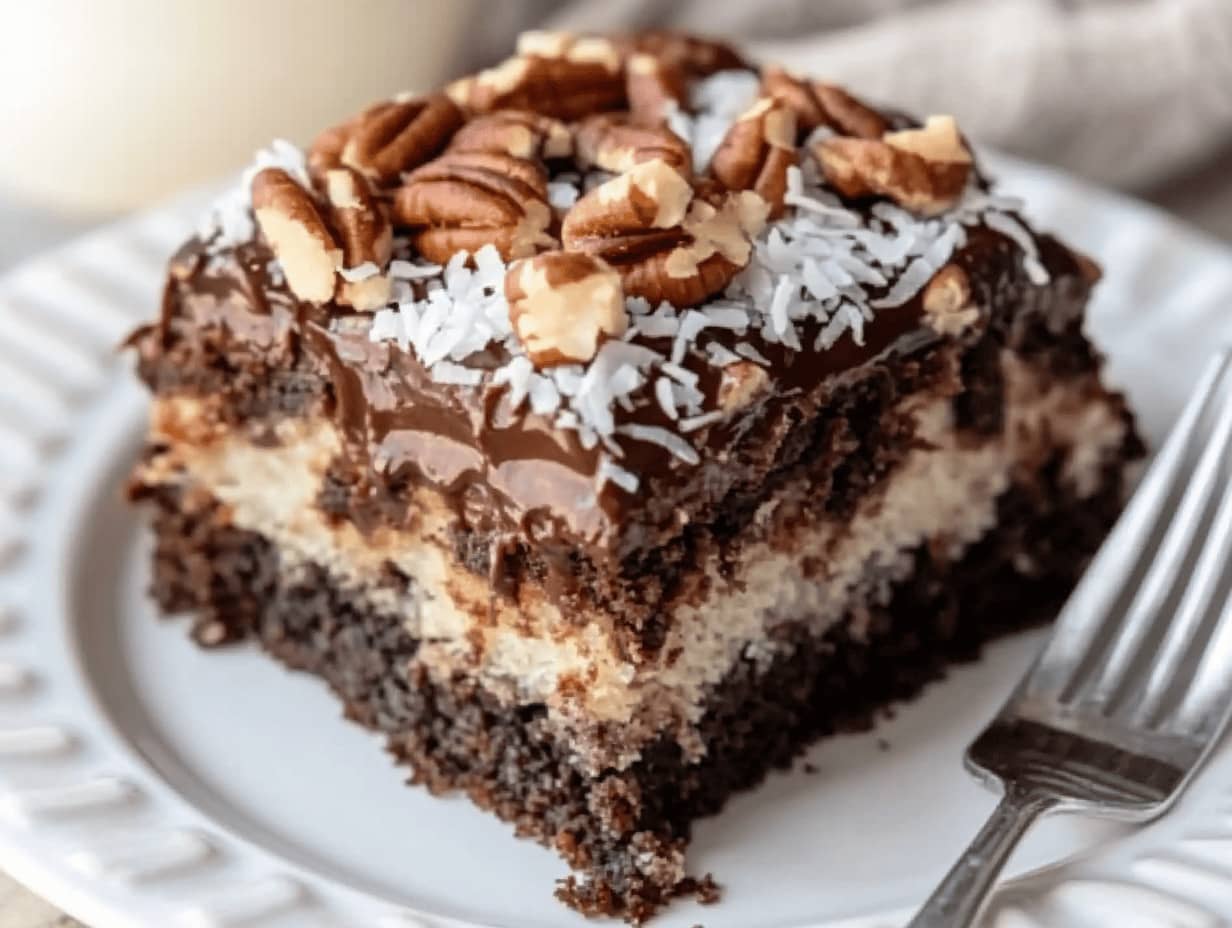German chocolate poke cake