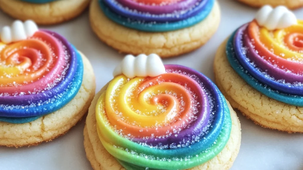 Piped Rainbow Shortbread Cookies